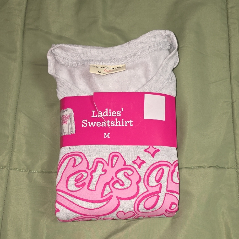 Bobbie Brooks Gray With Pink Design Ladies' Sweatshirt